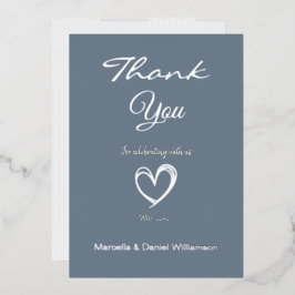 Minimale moderne hart- en script-bedankje     folie uitnodiging