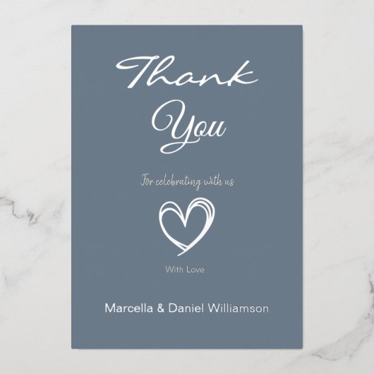 Minimale moderne hart- en script-bedankje     folie uitnodiging (Voorkant)