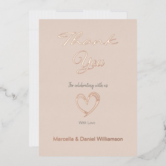 Minimale moderne hart- en script-bedankkaart     folie uitnodiging (Envelop)
