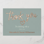 Minimale Moderne Hart- en Script Bedankt Bruiloft Folie Uitnodiging (Voorkant)