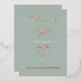 Minimale Moderne Hart en Script Bedankt Folie Uitnodiging
