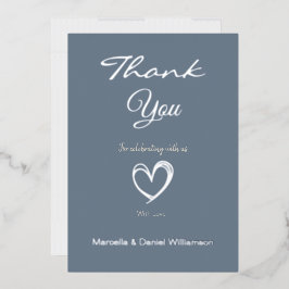 Minimale moderne hart- en script-bedankt  folie uitnodiging