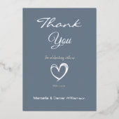 Minimale moderne hart- en script-bedankt  folie uitnodiging (Voorkant)