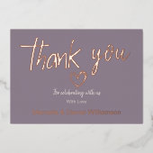 Minimale moderne hart- en script dankjewel-huwelij folie uitnodiging (Voorkant)