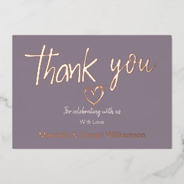 Minimale moderne hart- en script dankjewel-huwelij folie uitnodiging