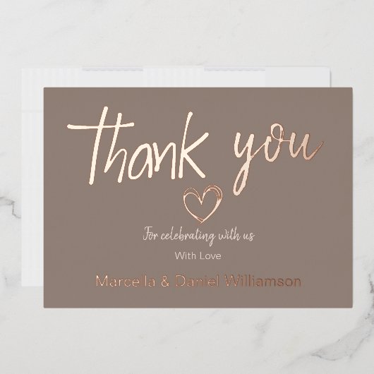 Minimale moderne hart- en script trouwkaart  folie uitnodiging (Envelop)