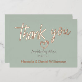 Minimale moderne hart- en scripttrouwkaart  folie uitnodiging