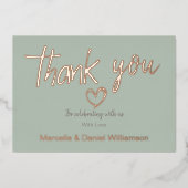 Minimale moderne hart- en scripttrouwkaart  folie uitnodiging (Voorkant)