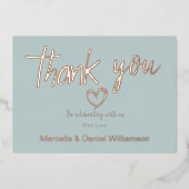 Minimale moderne hart- en scripttrouwkaart  folie uitnodiging (Voorkant)