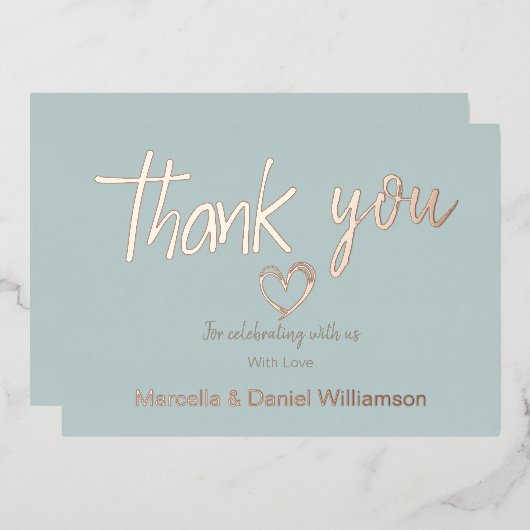 Minimale moderne hart- en scripttrouwkaart  folie uitnodiging (Voorkant / Achterkant)