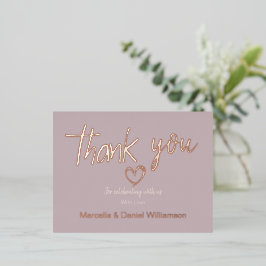 Minimale moderne hart- en scripttrouwkaart  folie uitnodiging briefkaart