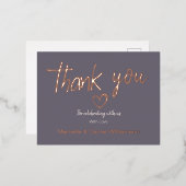 Minimale moderne hart- en scripttrouwkaart folie uitnodiging briefkaart (Voorkant / Achterkant)