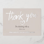 Minimale moderne hart- en scriptuur-huwelijk   folie uitnodiging (Voorkant)