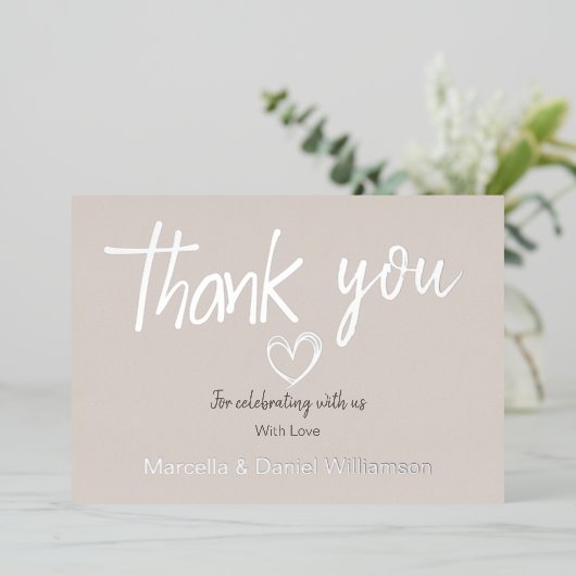 Minimale moderne hart- en scriptuur-huwelijk   folie uitnodiging (Staand Voorkant)