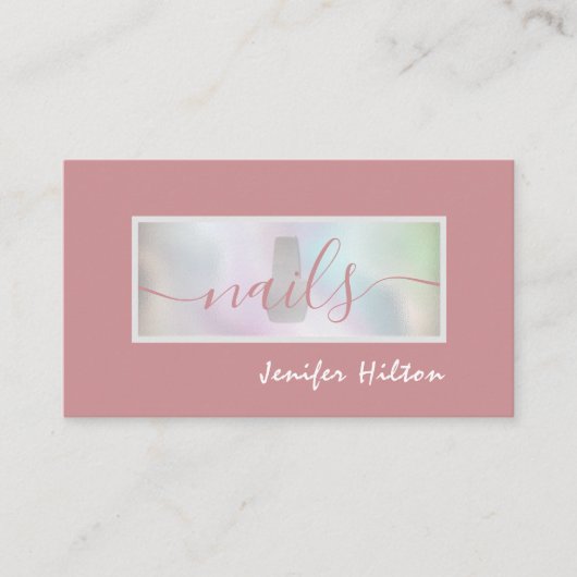 Minimale moderne holografische nagelzalf QR-code Visitekaartje (Voorkant)