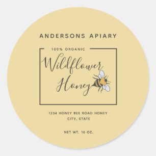 Minimale moderne honingbijenhoningbrande ronde sticker
