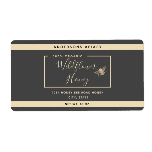 Minimale moderne honingbijenhoningpot Classi Etiket (Voorkant)