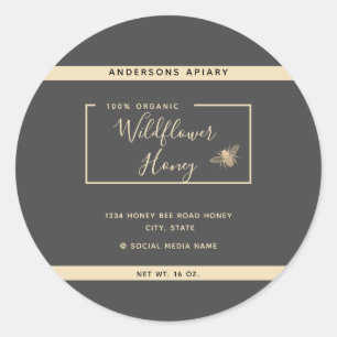 Minimale moderne honingbijenhoningpot Classi Ronde Sticker