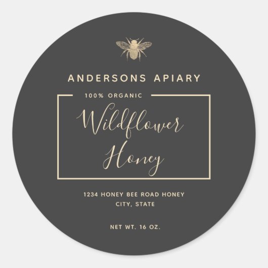 Minimale moderne honingbijenhoningpot ronde sticker (Voorkant)