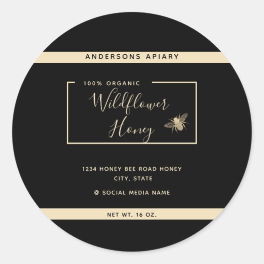 Minimale moderne honingbijenhoningpot ronde sticker (Voorkant)