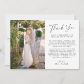 Minimale moderne horizontale trouwfoto bedankkaart (Voorkant)