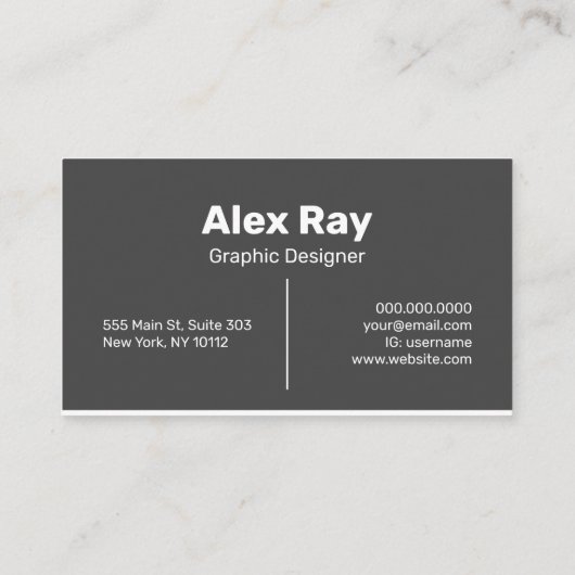 Minimale moderne houtskool wit visitekaartje (Achterkant)