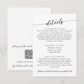 Minimale Moderne Huwelijksdetails Hotelinformatie Informatiekaartje (Voorkant / Achterkant)