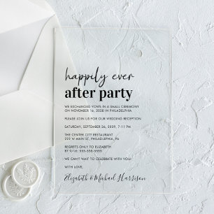 Minimale moderne huwelijksreceptie acryl uitnodigingen