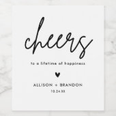 Minimale moderne huwelijksrokers wijn etiket (Enkel label)