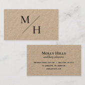 Minimale moderne Initialen Monogram Kraft Visitekaartje (Voorkant / Achterkant)