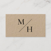 Minimale moderne Initialen Monogram Kraft Visitekaartje (Voorkant)