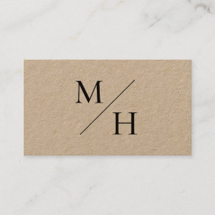 Minimale moderne Initialen Monogram Kraft Visitekaartje