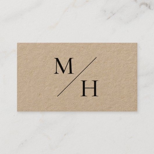 Minimale moderne Initialen Monogram Kraft Visitekaartje (Voorkant)