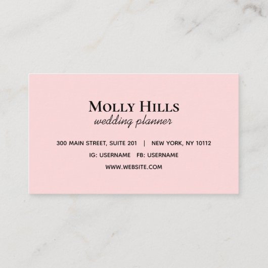 Minimale moderne Initialen monogram roze Visitekaartje (Achterkant)