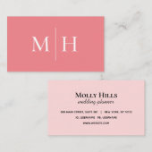 Minimale moderne Initialen monogram roze Visitekaartje (Voorkant / Achterkant)