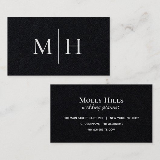 Minimale moderne Initialen Monogram zwart Kraft Visitekaartje (Voorkant / Achterkant)