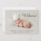 Minimale moderne introductiefoto 5 geboorte aankondiging (Voorkant)