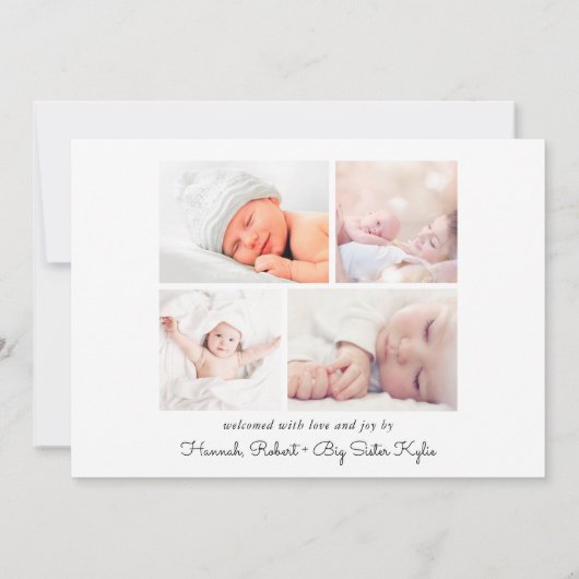 Minimale moderne introductiefoto 5 geboorte aankondiging (Achterkant)