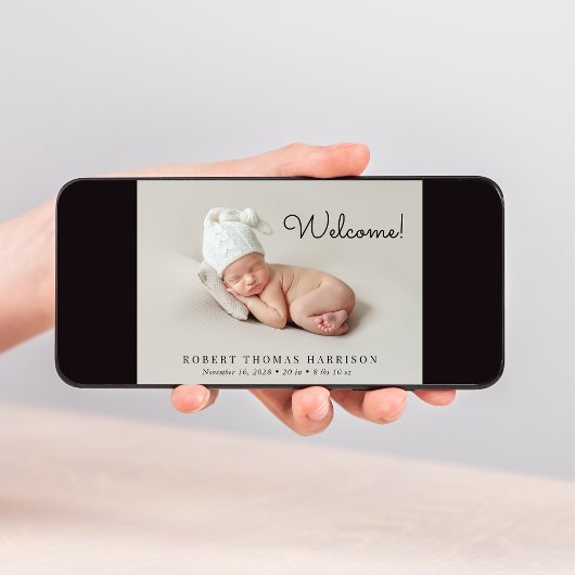 Minimale moderne introductiefoto 5 geboorte aankondiging