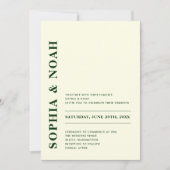Minimale moderne ivoor en groene elegante bruiloft kaart (Voorkant)