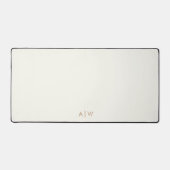 Minimale moderne Ivoor Tan Monogram Initialen Kant Bureaumat (Voorkant)