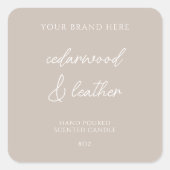 Minimale moderne kaarsen productlabel vierkante sticker (Voorkant)