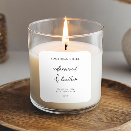 Minimale moderne kaarsen productlabel vierkante sticker