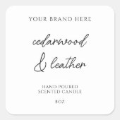 Minimale moderne kaarsen productlabel vierkante sticker (Voorkant)