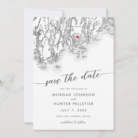 Minimale moderne kaart van Boothbay Harbor (Voorkant)