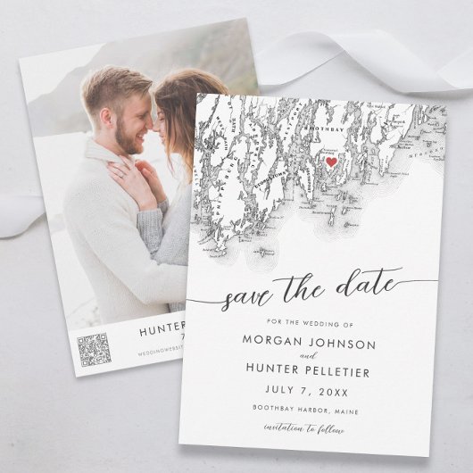 Minimale moderne kaart van Boothbay Harbor