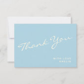 Minimale moderne kalligrafie Blauwe naam Hartelijk Bedankkaart (Voorkant)