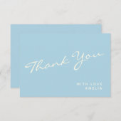 Minimale moderne kalligrafie Blauwe naam Hartelijk Bedankkaart (Voorkant / Achterkant)
