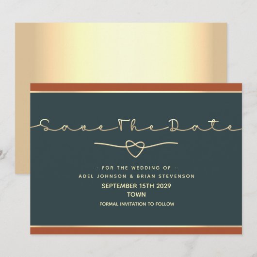 Minimale moderne kalligrafie-bruiloft bespaart de save the date (Voorkant / Achterkant)