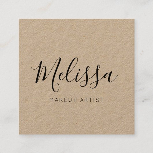 Minimale moderne kalligrafie Kraft Vierkante Visitekaartje (Voorkant)